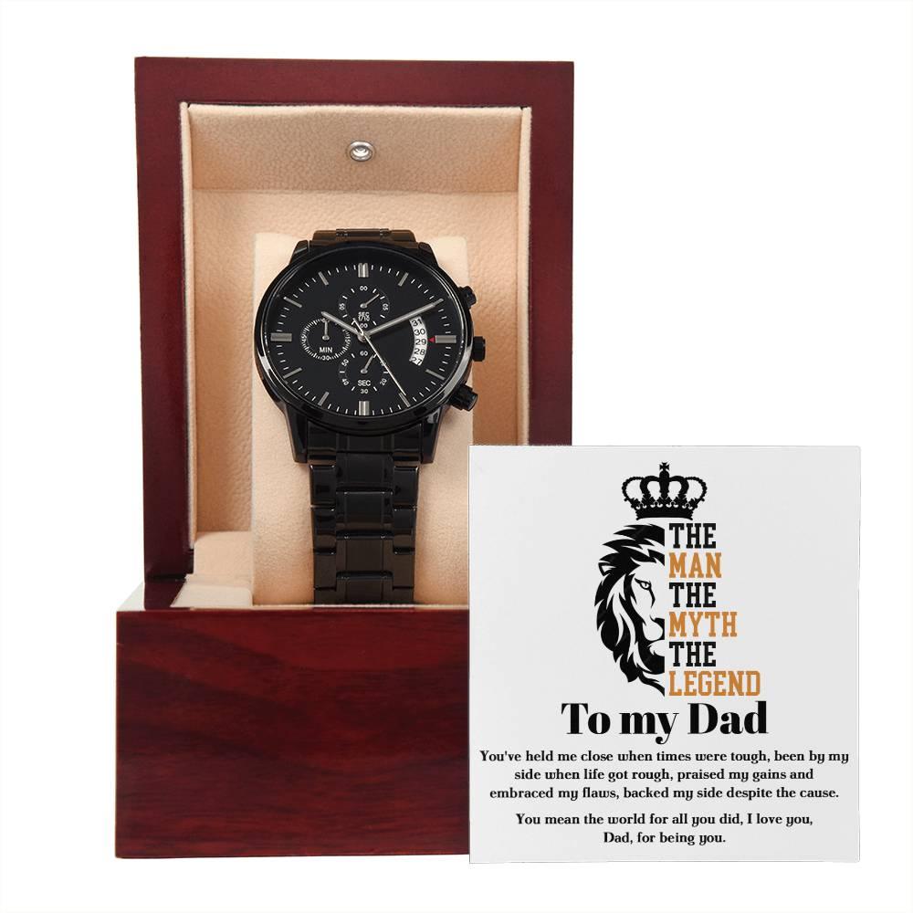 Dad Gift-The Man, The Myth, The Legend - Black Chronograph Watch