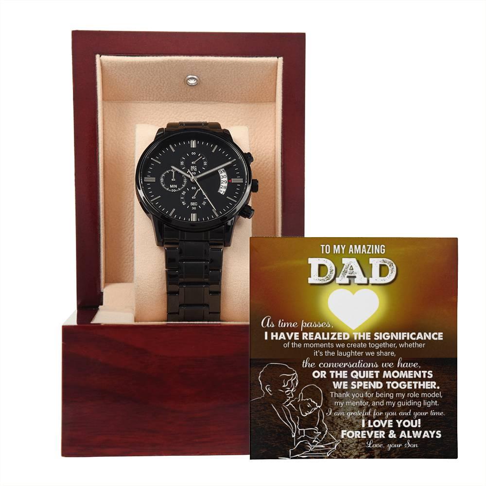 Dad Git You Are My Guiding Light Black Chronograph Watch