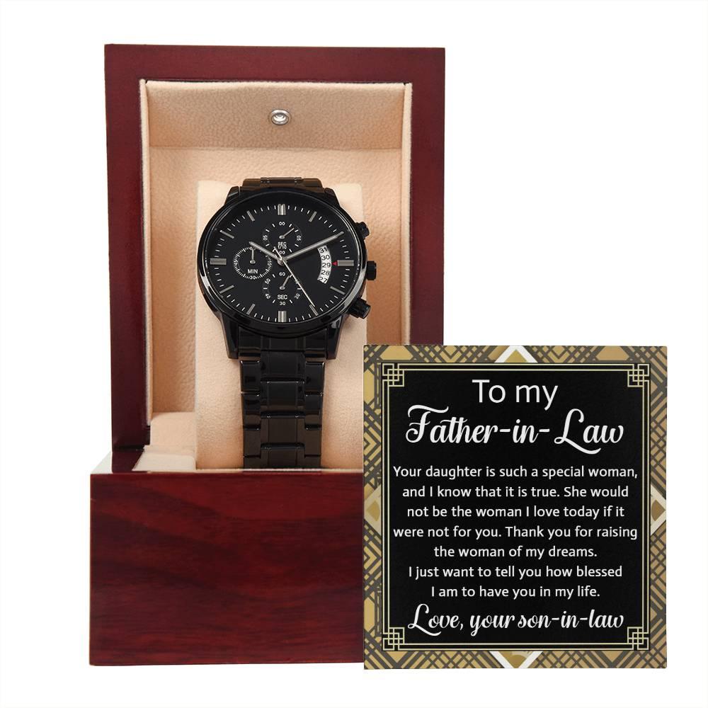 Gift for Father-In-Law - Your Daughter is a Special Woman From Son-in-law Black Chronograph Watch