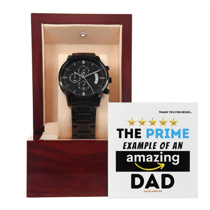 Dad Gift - The Prime Example of an Amazing Dad Black Chronograph Watch