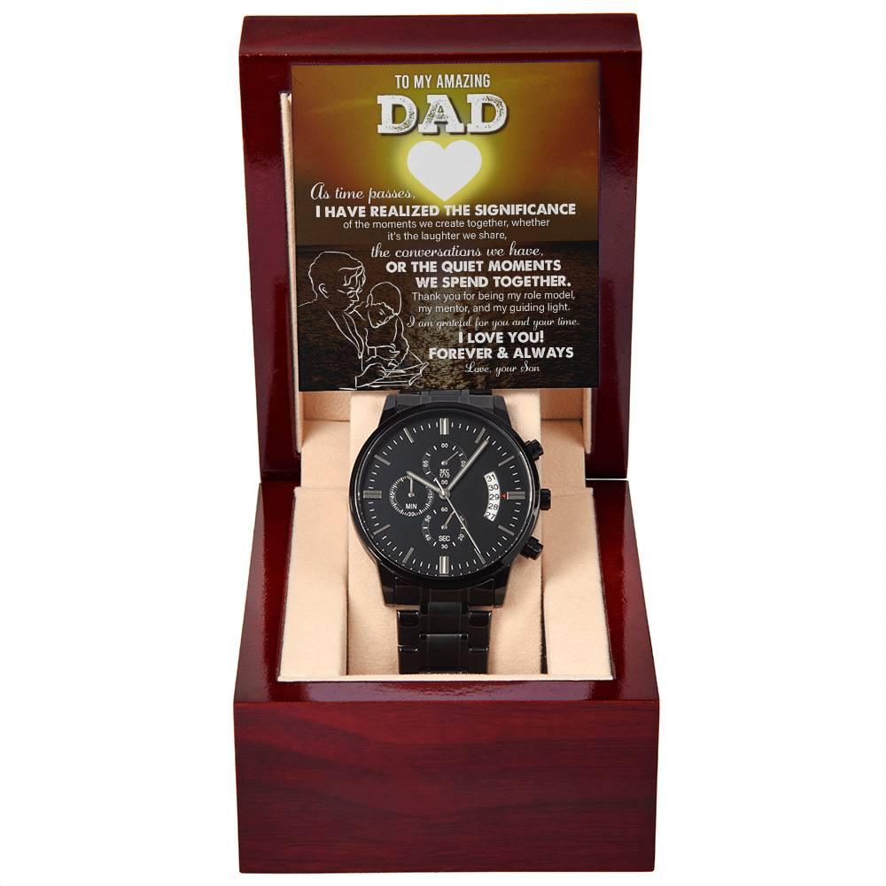 Dad Git You Are My Guiding Light Black Chronograph Watch