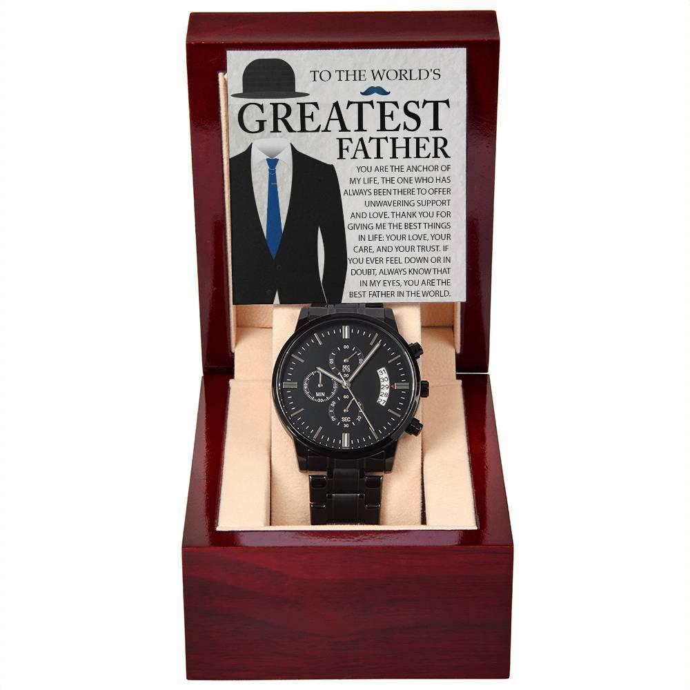 Dad Gift - You Are The Anchor in my Life - Black Chronograph Watch