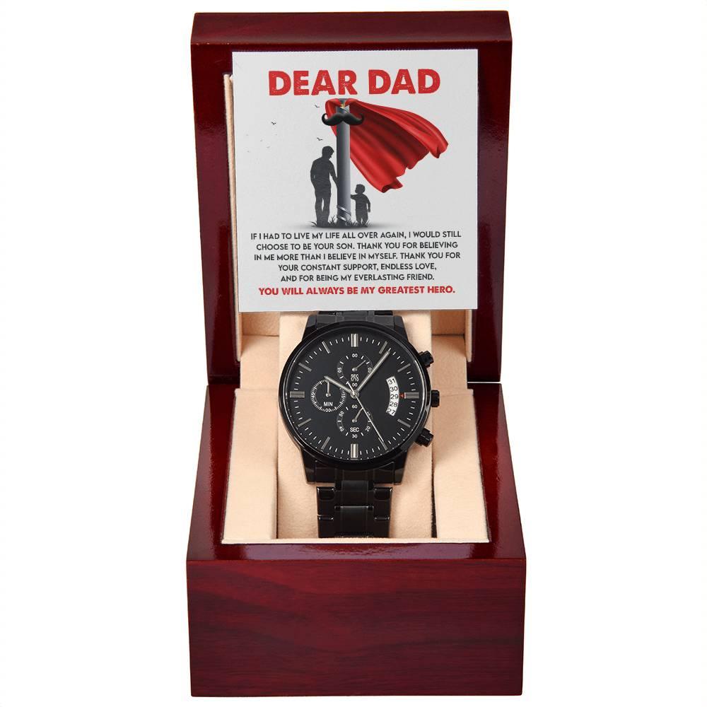 Dad Gift - You Are My Greatest Hero Black Chronograph Watch