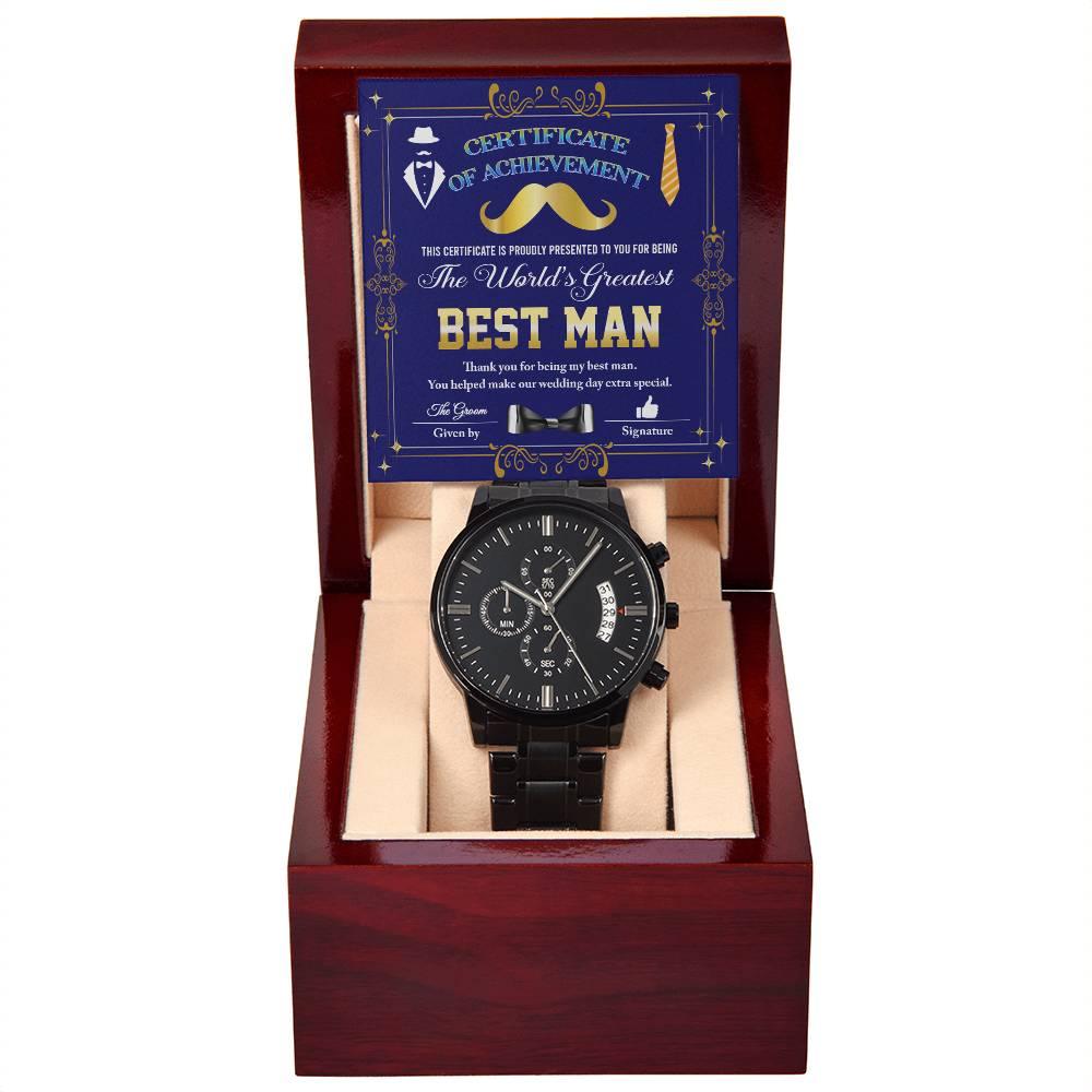 Best Man Wedding Day Gift World's Greatest Best Man - Black Chronograph Watch