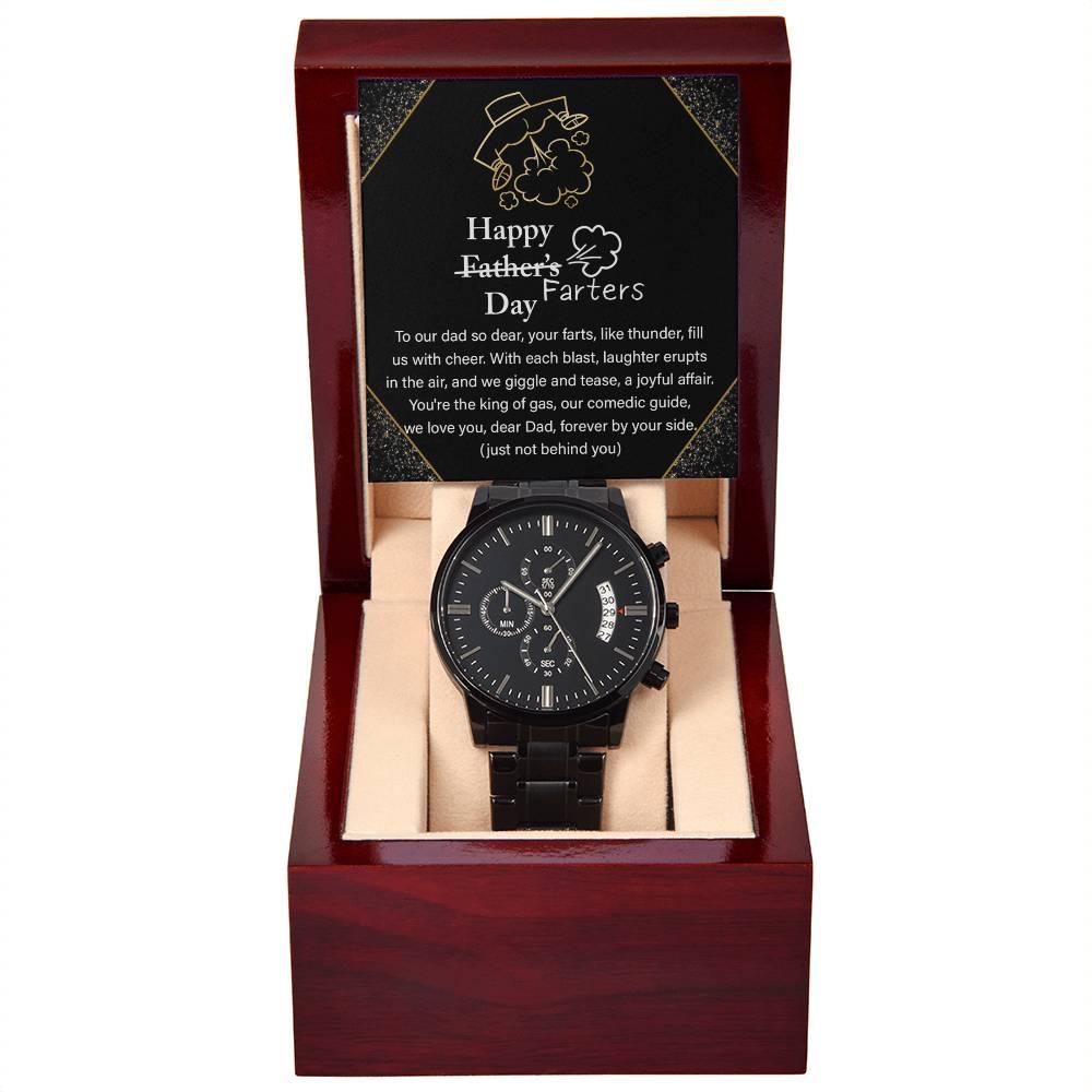 Dad Gift -Funny Happy Farter's Day Black Chronograph Watch