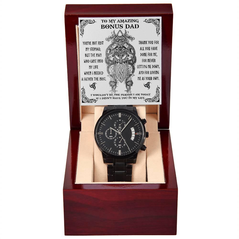 Bonus Dad Gift - You are Not Just My Stepdad - Black Chronograph Watch