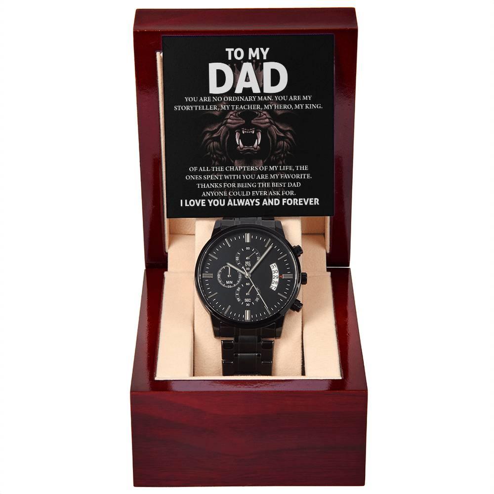 Gift for Dad - My Storyteller - Black Chronograph Watch