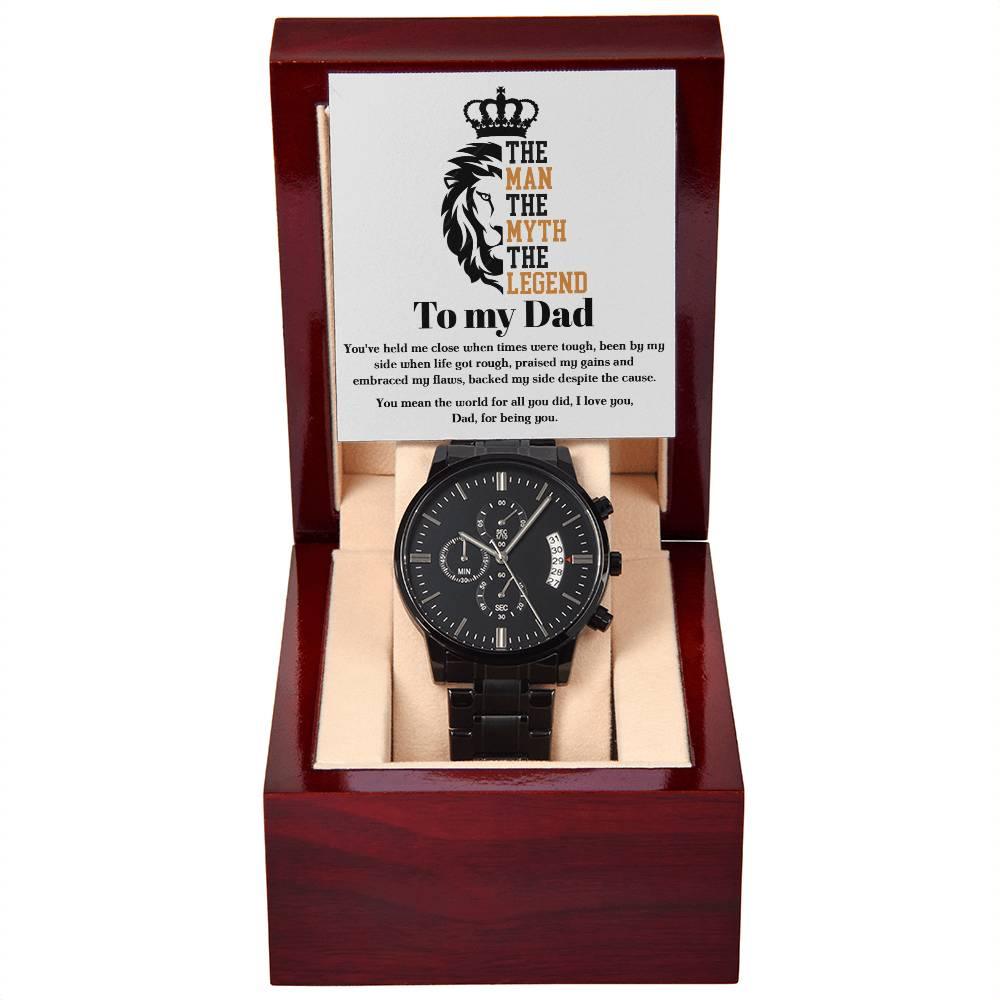 Dad Gift-The Man, The Myth, The Legend - Black Chronograph Watch