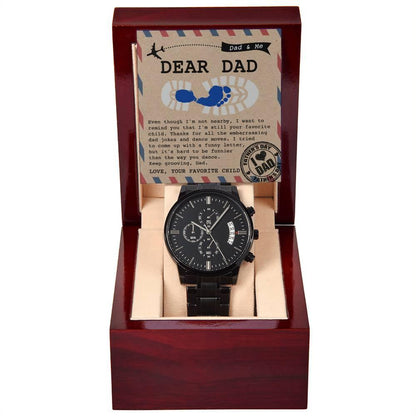 Dad Gift - Thanks for All The Embarrassing Dad Jokes and Dance Moves - Your Favorite Child - Black Chronograph Watch