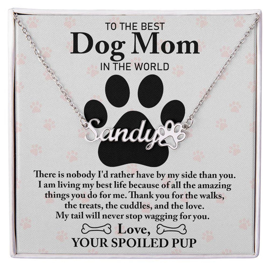 Personalized Pawprint Name Necklace for Dog Mom