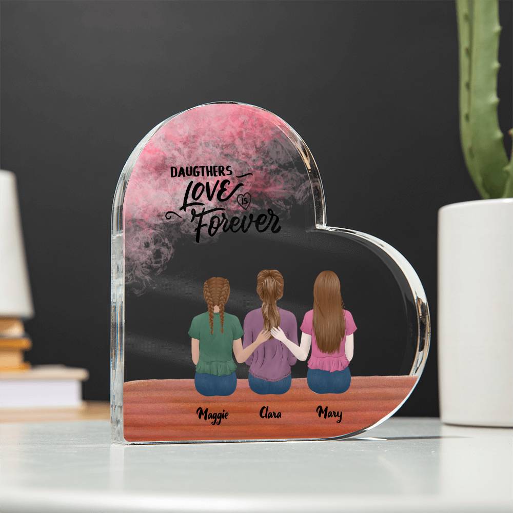 Mother and Daughters Personalized Acrylic Heart Plaque