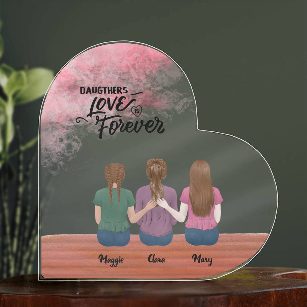 Mother and Daughters Personalized Acrylic Heart Plaque