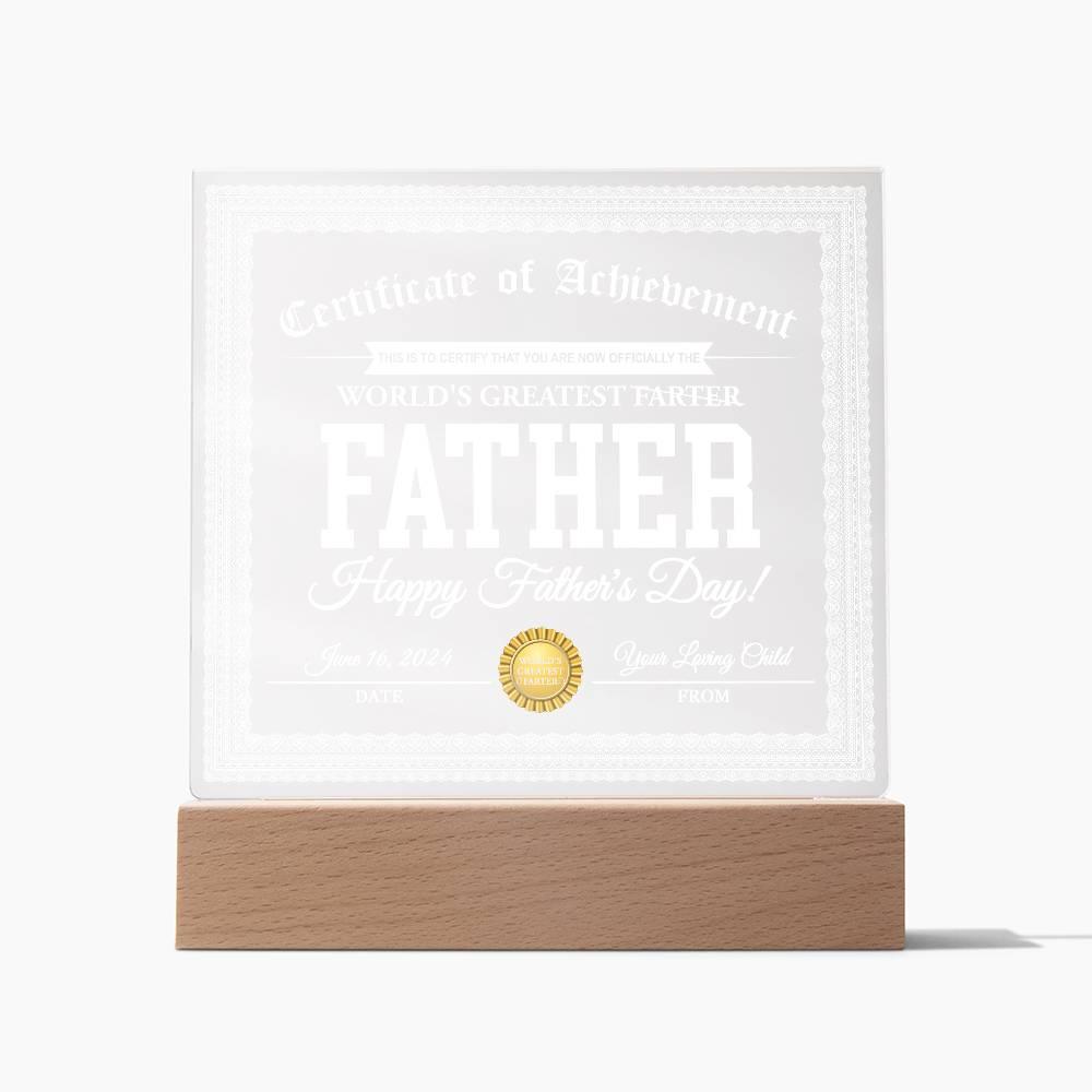 Dad Gift - World's Greatest Farter Funny Personalized Acrylic Plaque