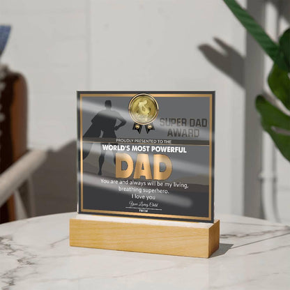 Super Dad Award World's Most Powerful Dad Personalized Acrylic Plaque