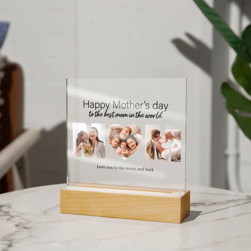 Custom MOM Photo Collage Acrylic Plaque Mother's Day Birthday Gift