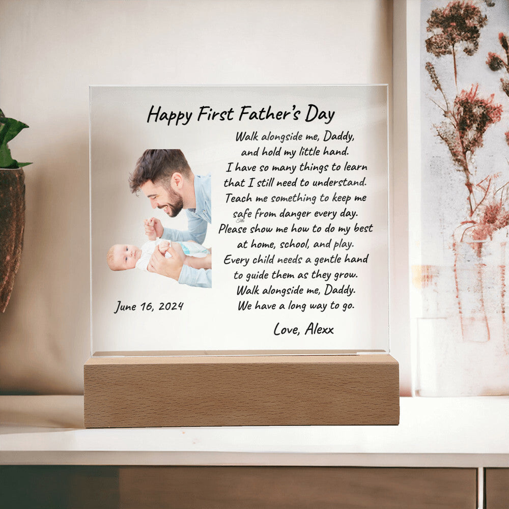 First Father's Day Custom Photo Upload Acrylic Plaque