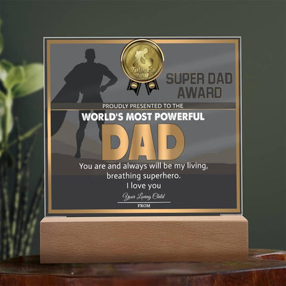 Super Dad Award World's Most Powerful Dad Personalized Acrylic Plaque