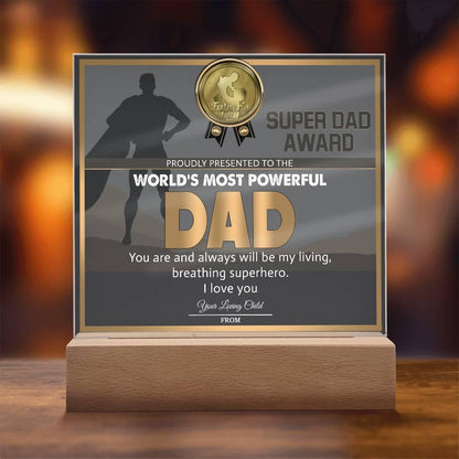 Super Dad Award World's Most Powerful Dad Personalized Acrylic Plaque