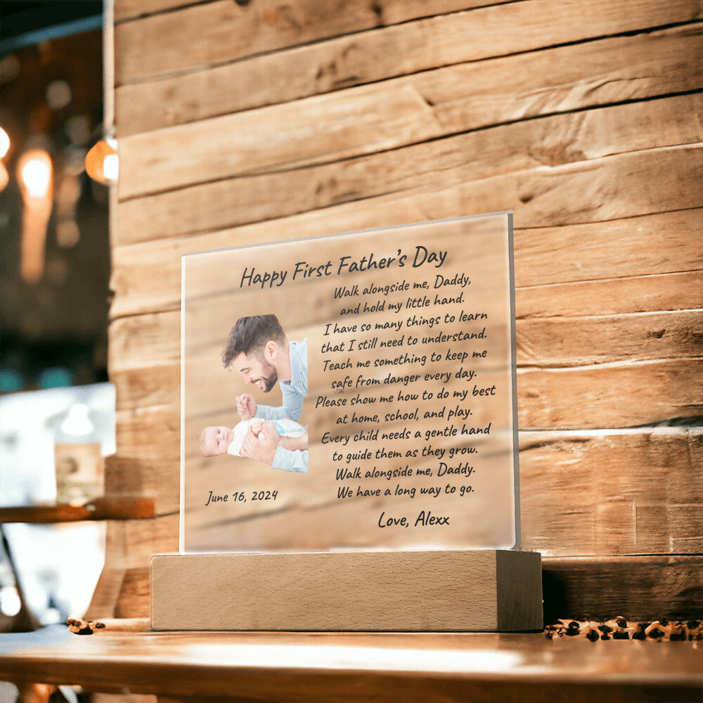 First Father's Day Custom Photo Upload Acrylic Plaque