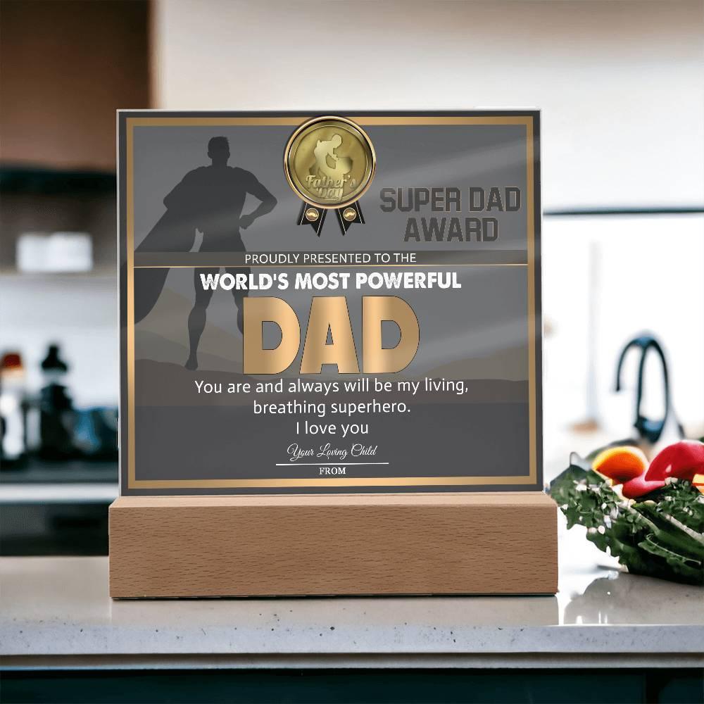 Super Dad Award World's Most Powerful Dad Personalized Acrylic Plaque