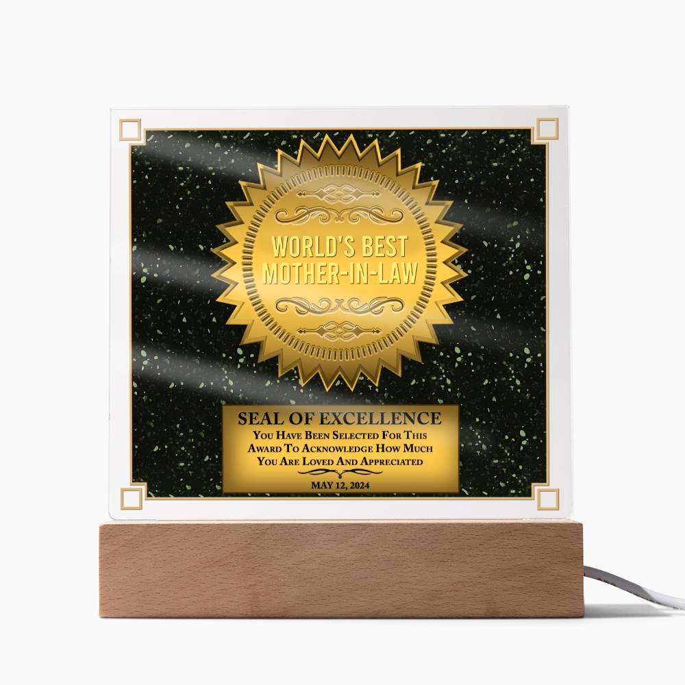 Mother-in-law Seal of Excellence Acrylic Plaque Mother's Day Gift