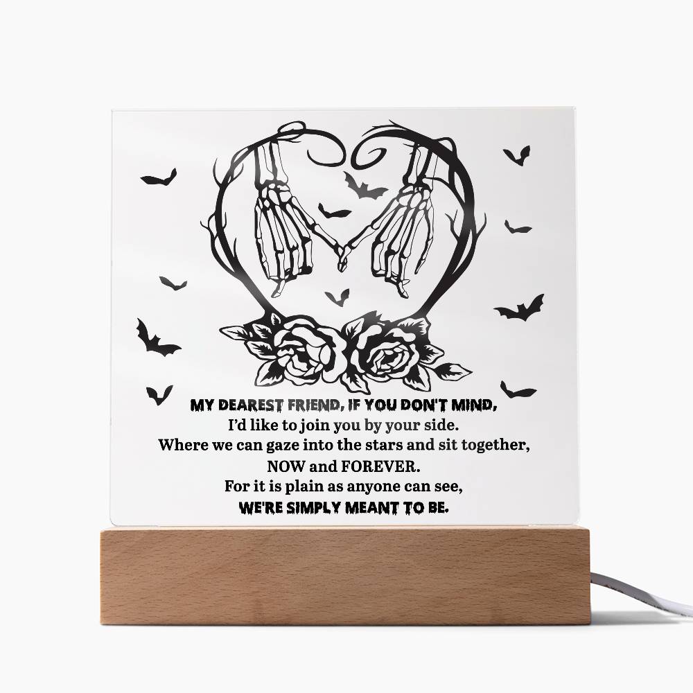 Soulmate Halloween - We Are Meant To Be - Acrylic Square Plaque with LED Wooden Base