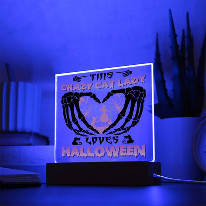 Crazy Cat Lady Loves Halloween Acrylic Plaque Decor