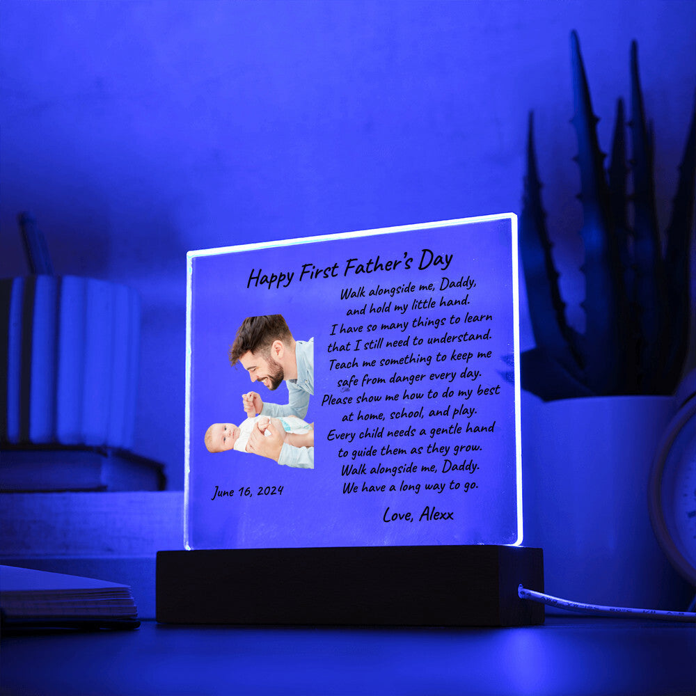 First Father's Day Custom Photo Upload Acrylic Plaque