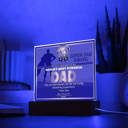 Super Dad Award World's Most Powerful Dad Personalized Acrylic Plaque