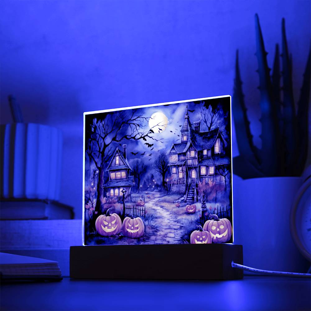 Moonlit Mansion: Spooky Acrylic Decor for Halloween Lovers