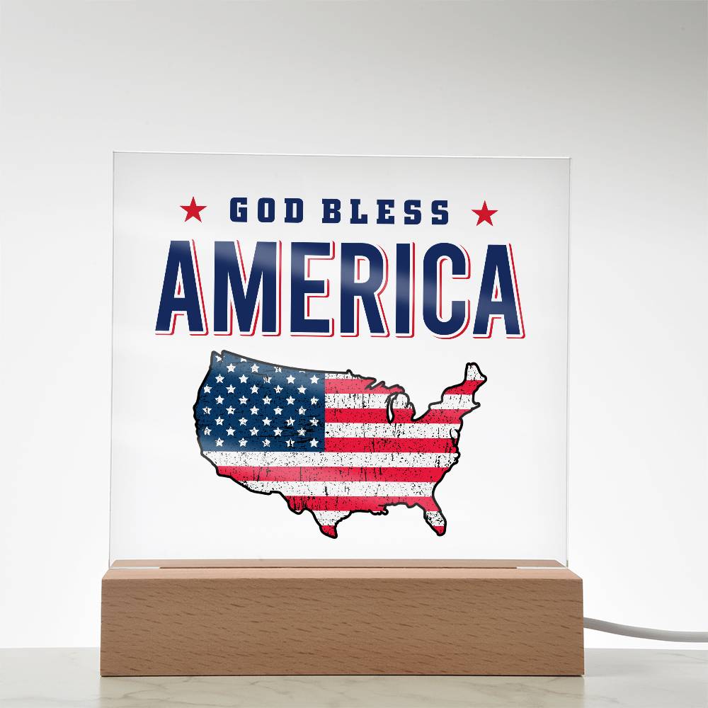 God Bless America Patriotic Acrylic Plaque