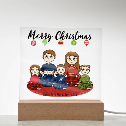 Christmas Family Portrait Personalized Square Acrylic Plaque