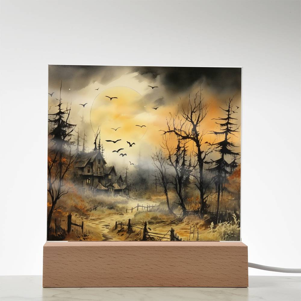 Frightful Forest: Premium Acrylic Halloween Mansion Acrylic Plaque Decor