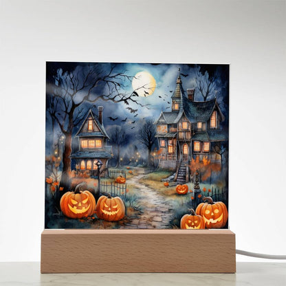 Moonlit Mansion: Spooky Acrylic Decor for Halloween Lovers