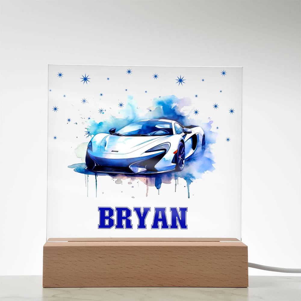 Personalized Sports Car Acrylic Plaque - Nightlight Room Decor