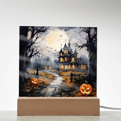 All Hallow's Haunt: Spooky Mansion Display Acrylic Plaque