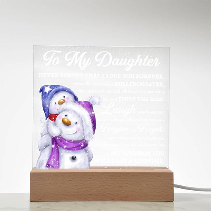 Daughter Gift - Enjoy The Ride Acrylic Square Plaque with LED Wooden Base