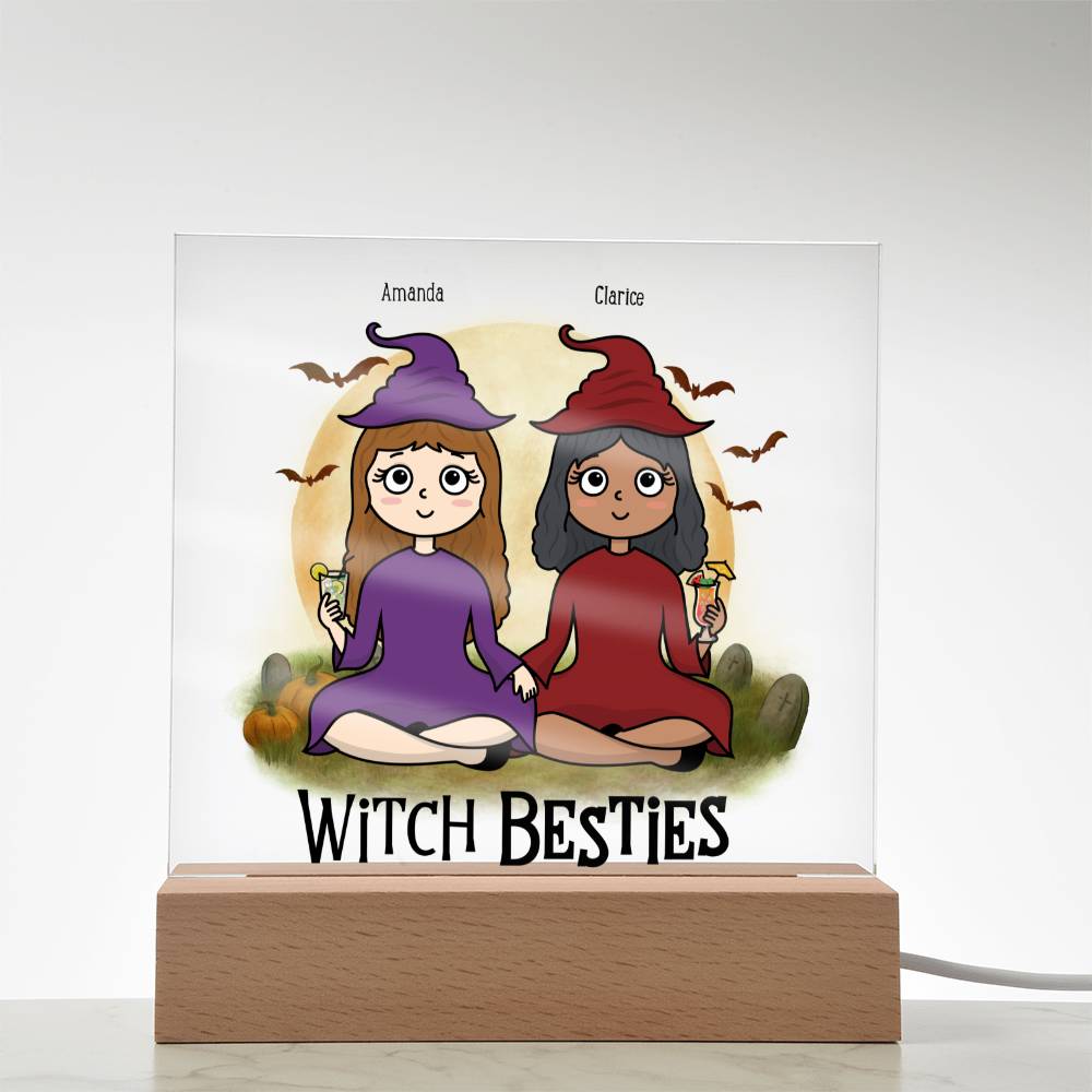 Witch Besties Personalized Best Friends Halloween Acrylic Plaque