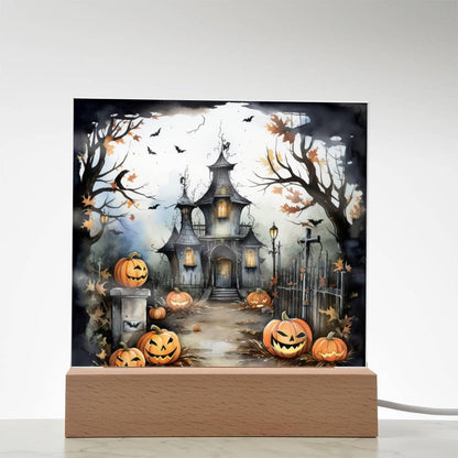 Midnight Mansion: Spooky Acrylic Plaque Decor for Halloween Ghouls