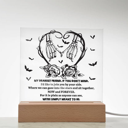 Soulmate Halloween - We Are Meant To Be - Acrylic Square Plaque with LED Wooden Base