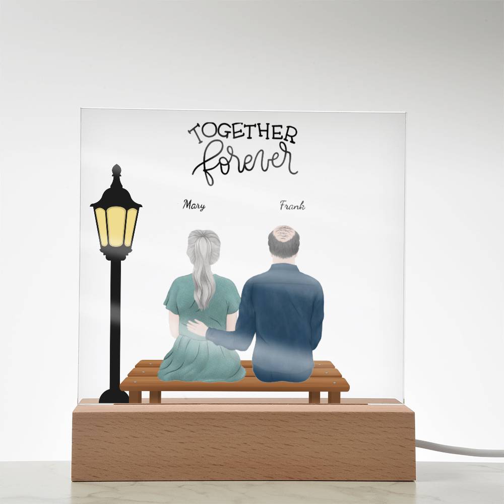 Anniversary, Birthday, Christmas Personalized Couples Romantic Sitting in the Park Acrylic Plaque