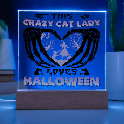 Crazy Cat Lady Loves Halloween Acrylic Plaque Decor