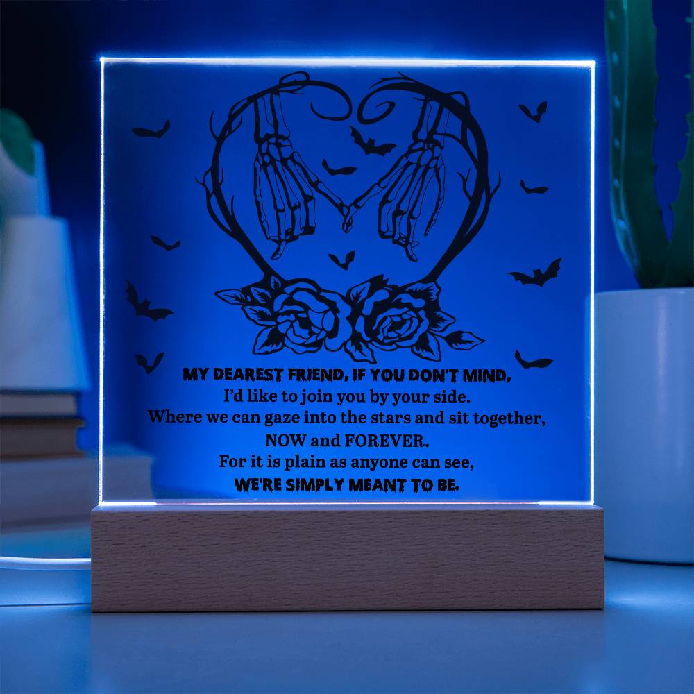 Soulmate Halloween - We Are Meant To Be - Acrylic Square Plaque with LED Wooden Base