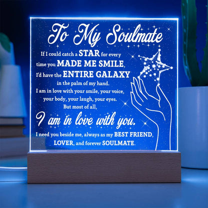 Soulmate Gift - Catch a Star Acrylic Plaque with Lighted LED Wooden Base