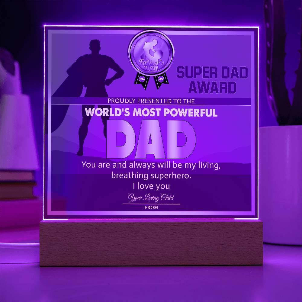 Super Dad Award World's Most Powerful Dad Personalized Acrylic Plaque