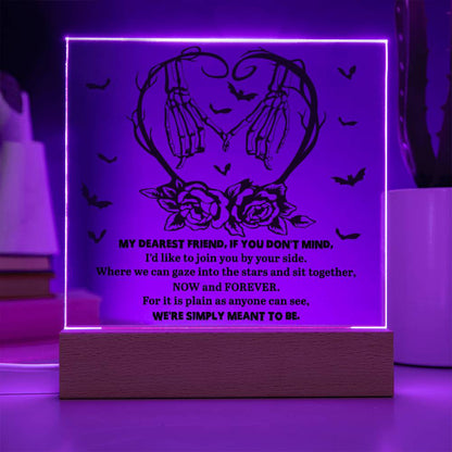 Soulmate Halloween - We Are Meant To Be - Acrylic Square Plaque with LED Wooden Base