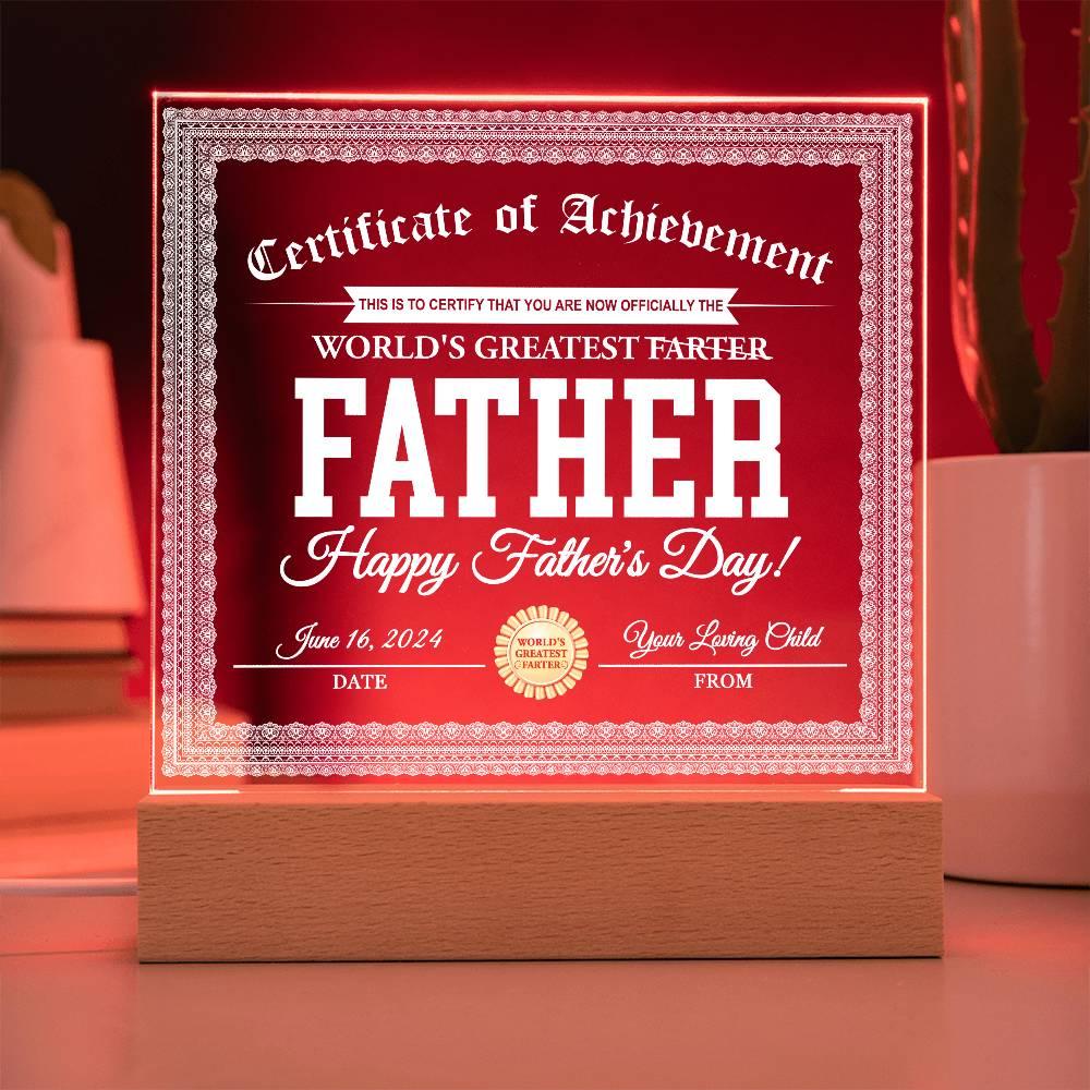 Dad Gift - World's Greatest Farter Funny Personalized Acrylic Plaque