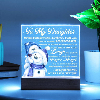 Daughter Gift - Enjoy The Ride Acrylic Square Plaque with LED Wooden Base