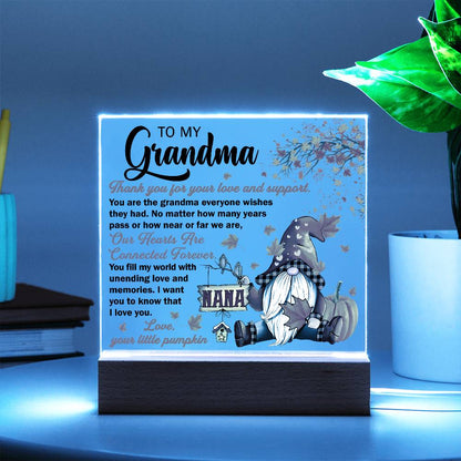 Grandma - Thank You for Your Love And Support Acrylic Square Plaque with LED Wooden Base