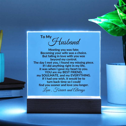 Heartfelt Gift for Husband - You are my Best Friend, My Soulmate, My Everything Anniversary Birthday Valentine Engraved Acrylic Plaque